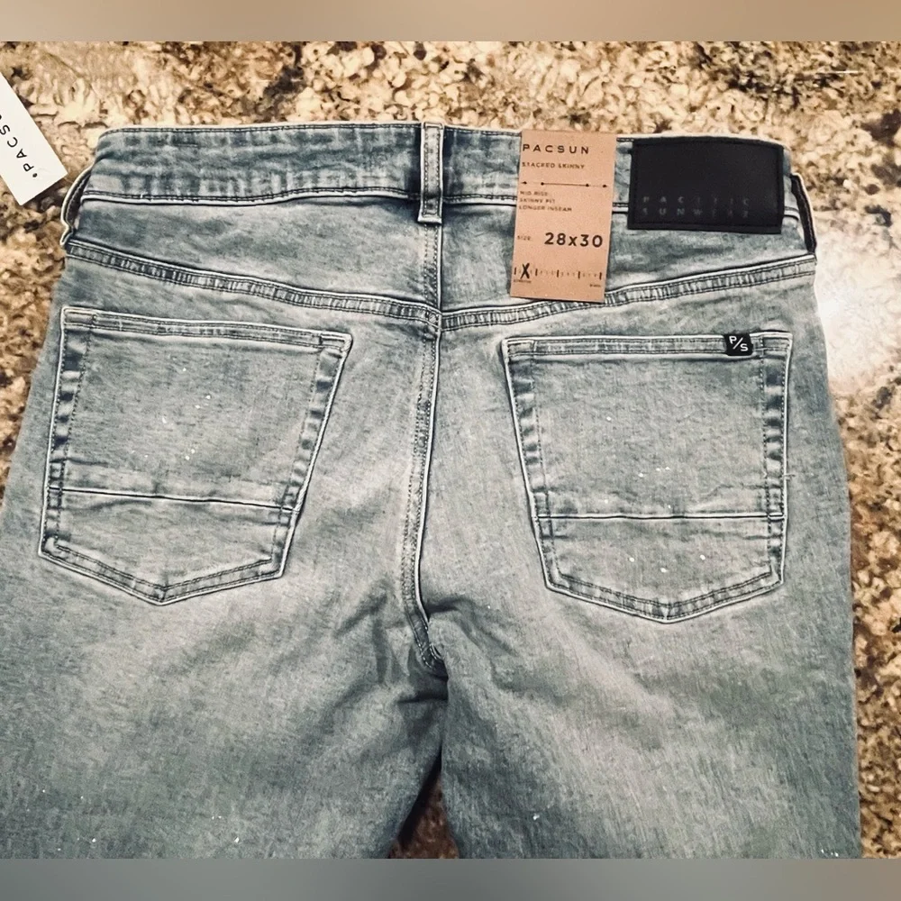 NWT Pacsun Stacked Skinny Paint Splatter Distressed Jeans